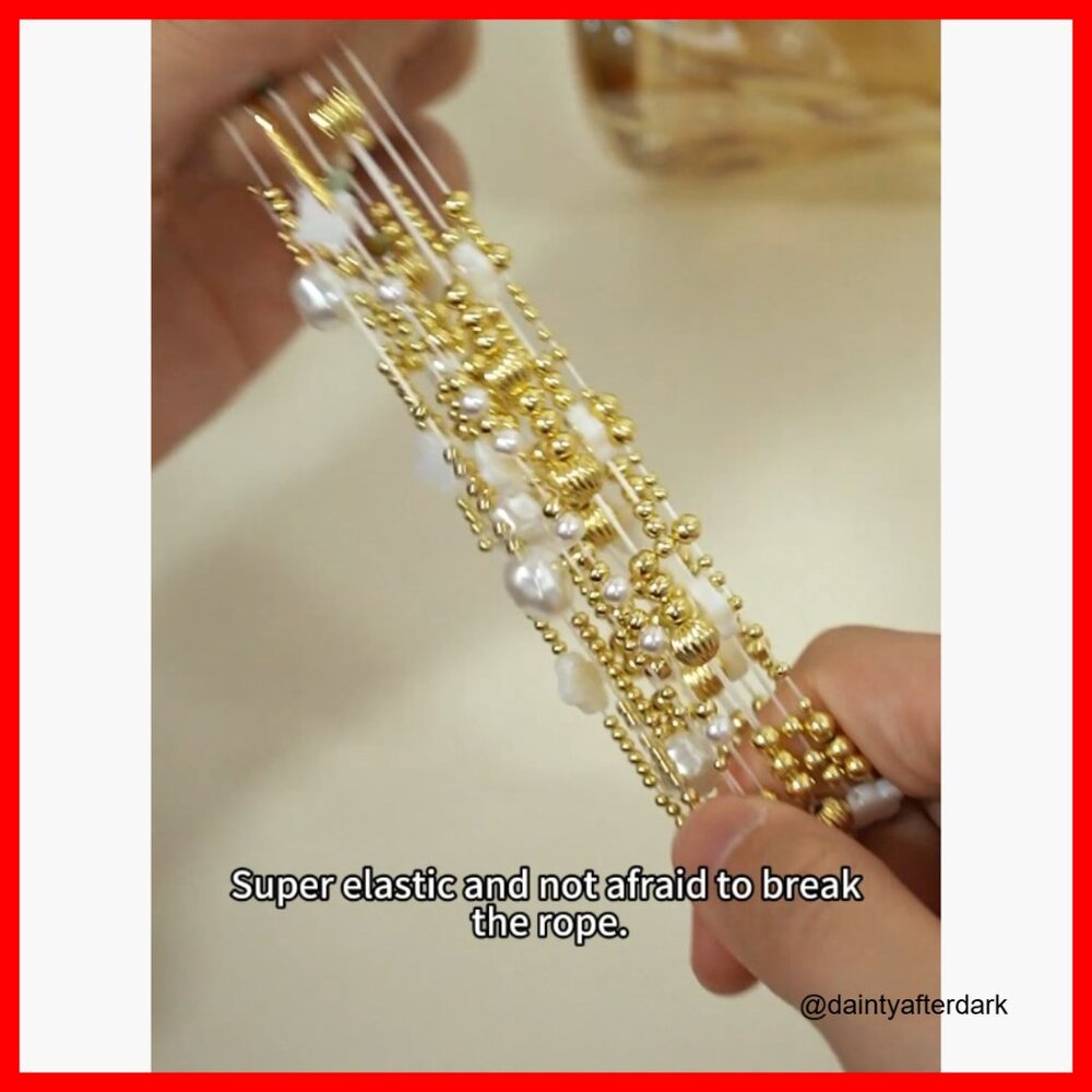 Gold Plated Beaded Stretch Stackable Bracelets Se… - image 7